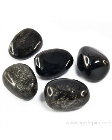 Obsidienne argentée galet rond