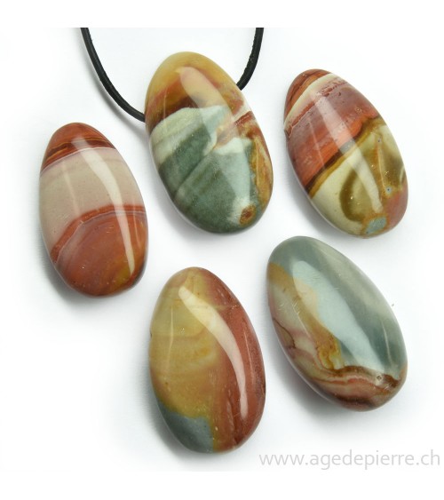 Jaspe Polychrome Pendentif pierre percée