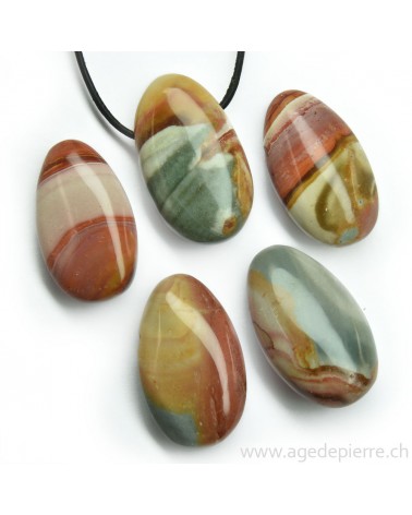 Jaspe Polychrome Pendentif pierre percée