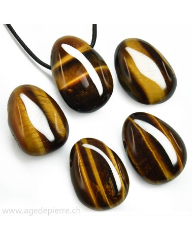 Oeil de tigre pendentif pierre percée