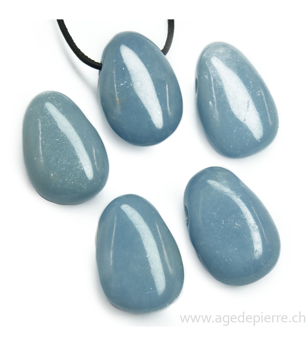 Angélite pendentif pierre percée