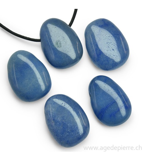 Quartz bleu pendentif pierre percée