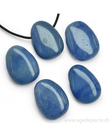 Quartz bleu pendentif pierre percée