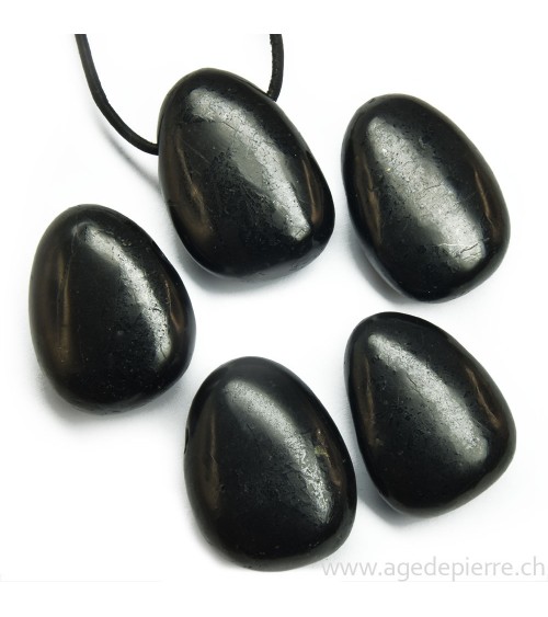 Shungite pendentif pierre percée l'Âge de pierre