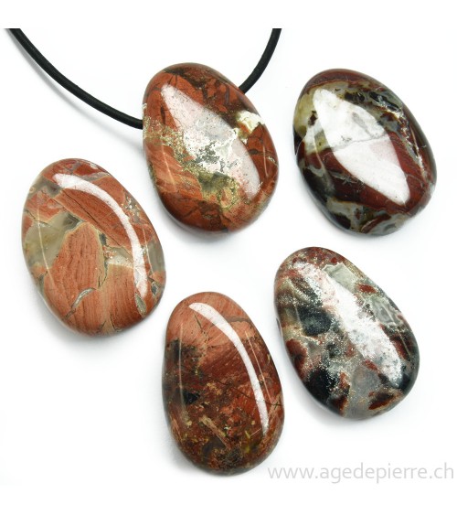 Jaspe brèche pendentif pierre percée