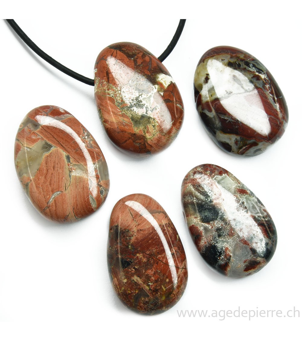 Jaspe brèche pendentif pierre percée