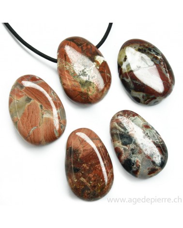 Jaspe brèche pendentif pierre percée