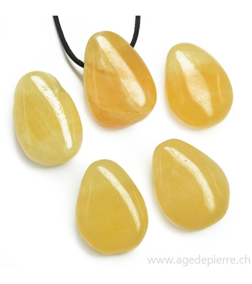 Calcite orange pendentif pierre percée