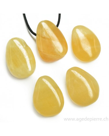 Calcite orange pendentif pierre percée