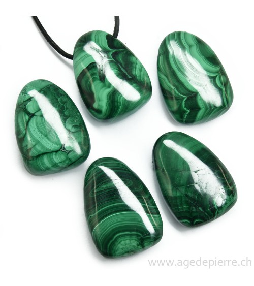 Malachite pendentif pierre percée