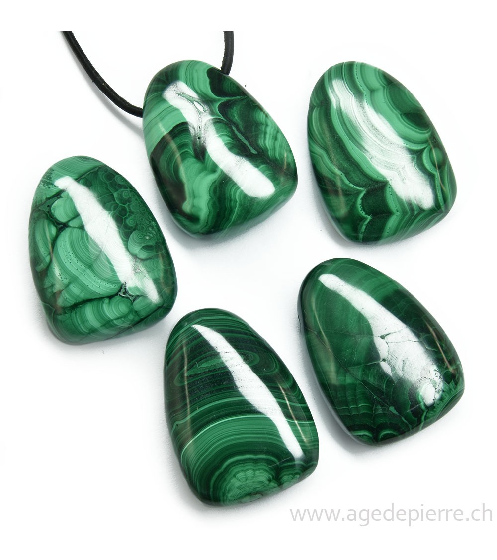 Malachite pendentif pierre percée