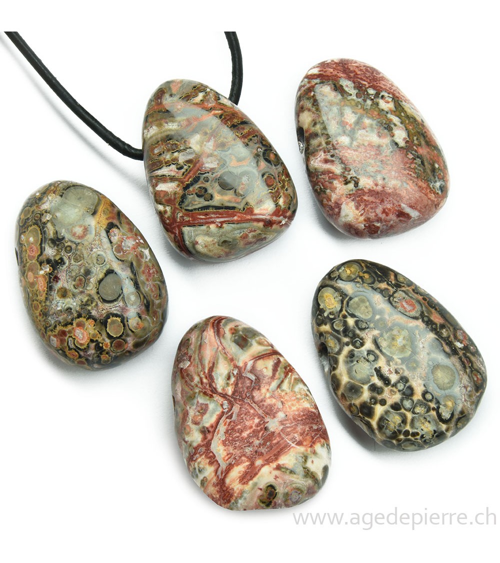 Jaspe léopard pendentif pierre percée
