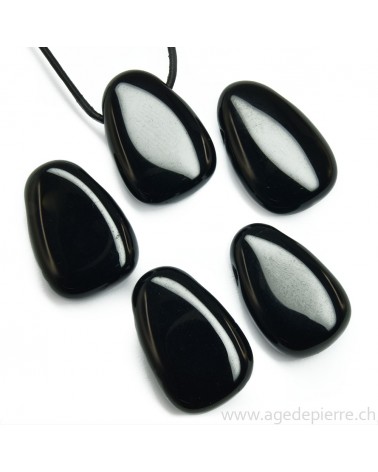 Obsidienne noire pendentif pierre percée