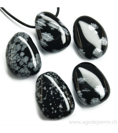 Obsidienne flocon de neige pendentif pierre percée