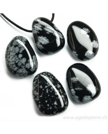 Obsidienne flocon de neige pendentif pierre percée