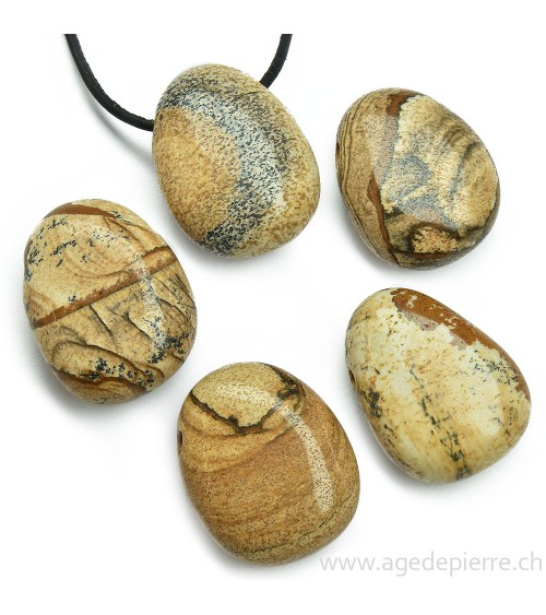 Jaspe paysage pendentif pierre percée