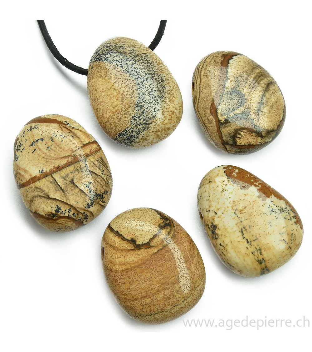 Jaspe paysage pendentif pierre percée