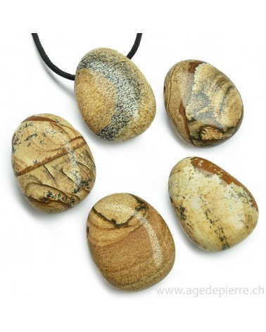 Jaspe paysage pendentif pierre percée