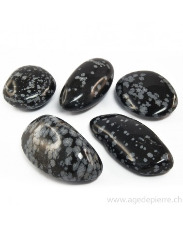 Grand galet d'obsidienne flocon de neige