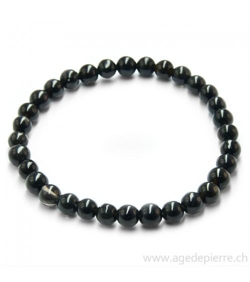 Obsidienne noire bracelet avec perles de 6mm
