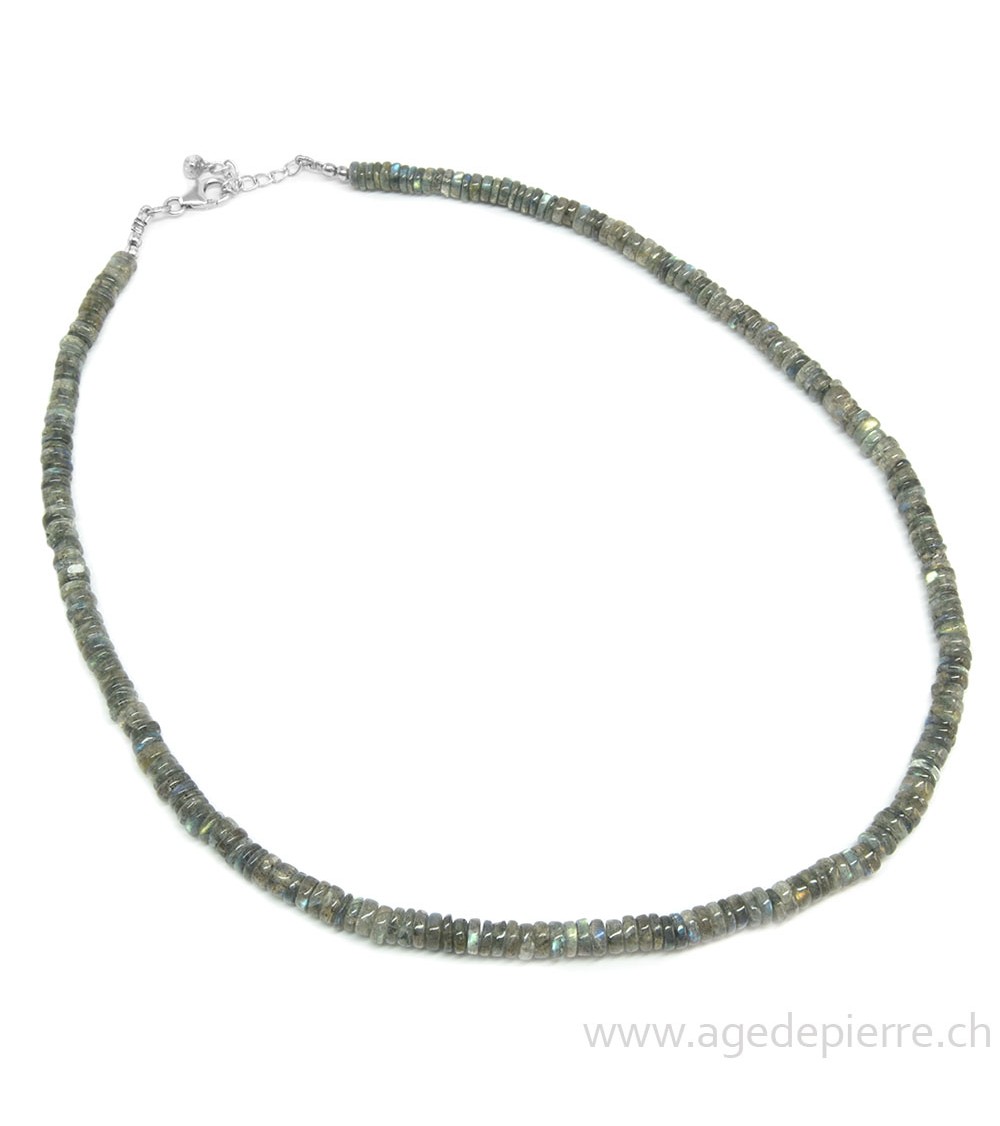 Collier en labradorite avec fermoir en argent