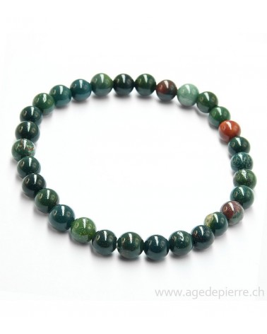 Héliotrope ( jaspe sanguin)  bracelet avec perles de 6mm