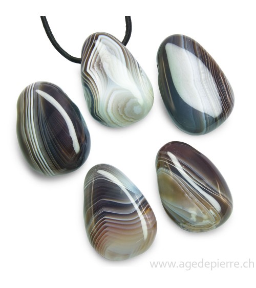 Agate du Botswana pendentif pierre percée