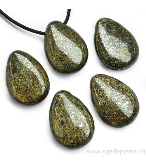 Bronzite pendentif pierre percée