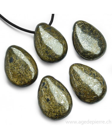 Bronzite pendentif pierre percée