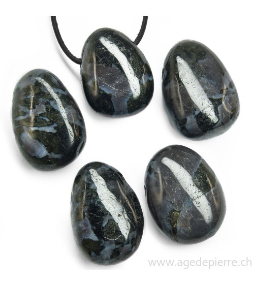 Gabbro "mystique merlinite" pendentif pierre percée