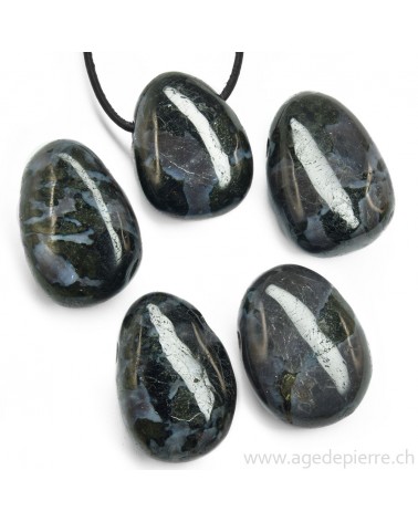 Gabbro "mystique merlinite" pendentif pierre percée