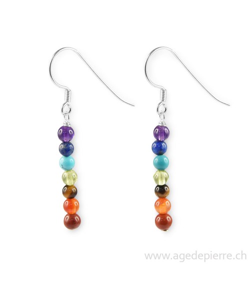 Paire de boucles d'oreille 7 chakras