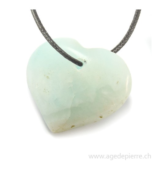 Pendentif coeur en aragonite bleue