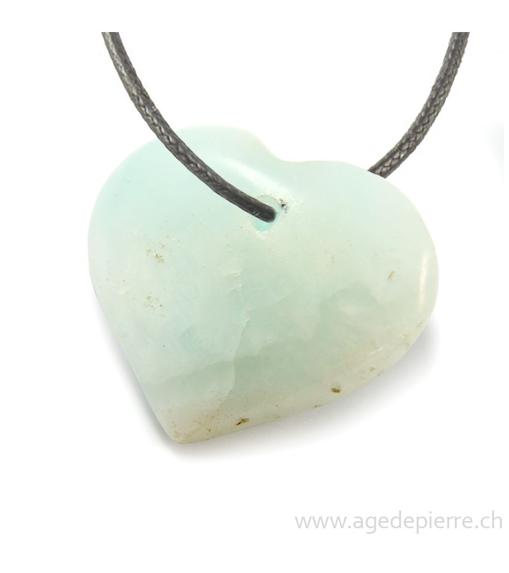Pendentif coeur en aragonite bleue