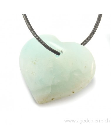 Pendentif coeur en aragonite bleue