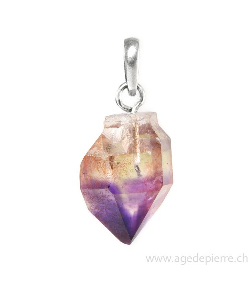 Améthyste cristal brut monté en pendentif