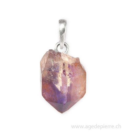 Améthyste cristal brut monté en pendentif