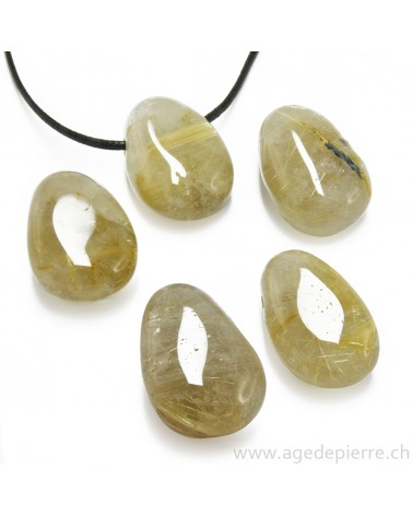 Pendentif galet percé en quartz rutile l'Âge de pierre Vevey