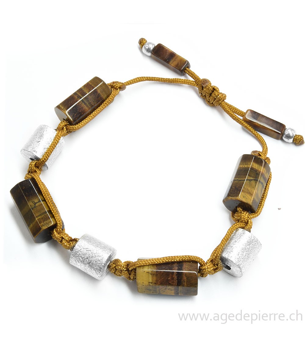 Bracelet Shamballa en oeil de tigre et quartz rutile
