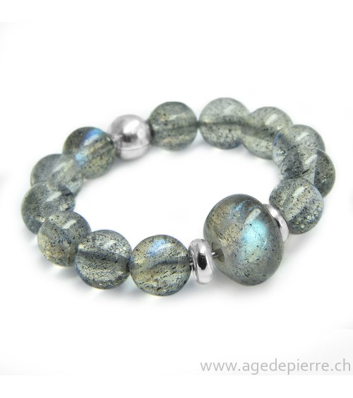 Bague bille labradorite et argent