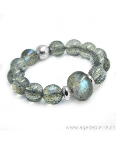 Bague bille labradorite et argent