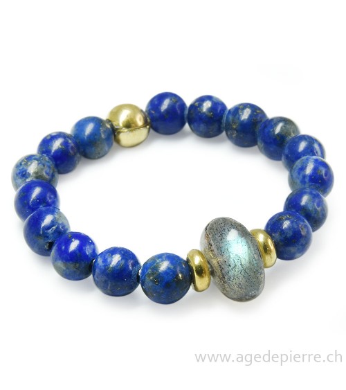 Bague bille labradorite et argent doré