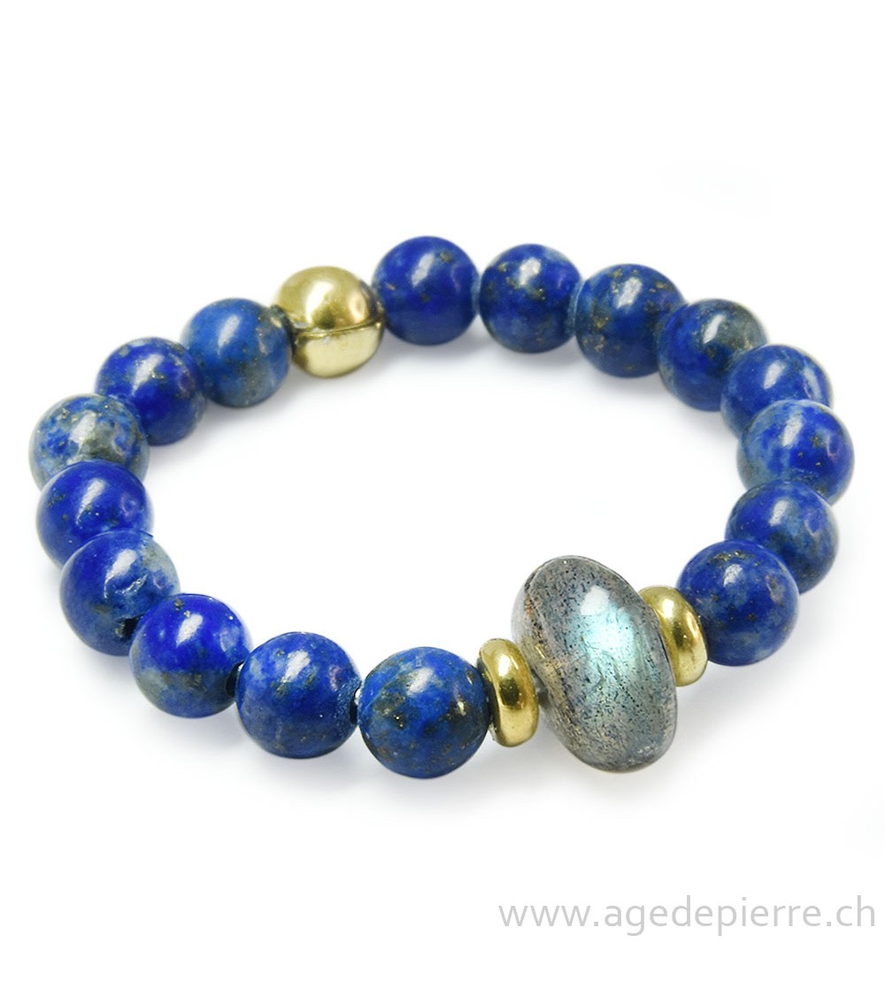Bague bille labradorite et argent doré