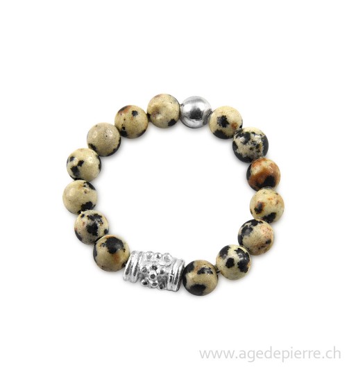 Bague bille jaspe dalmatien et argent