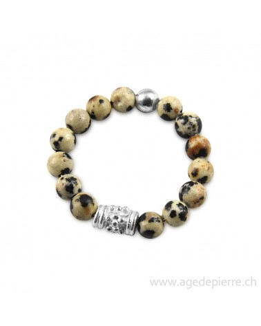 Bague bille jaspe dalmatien et argent