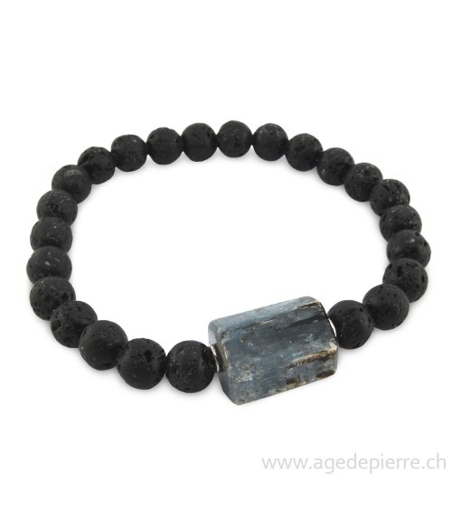 Bracelet avec lave, disthène (cyanite) et argent 925