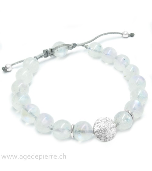 Bracelet shamballa labradorite blanche et argent 925