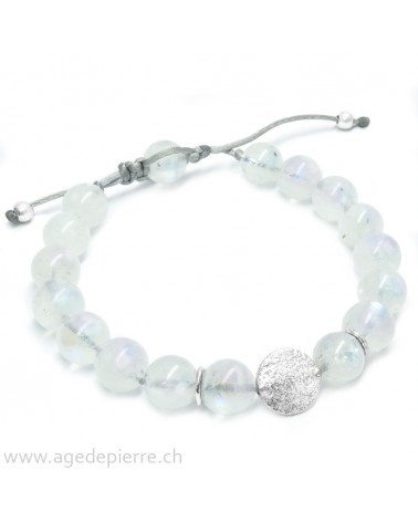 Bracelet shamballa labradorite blanche et argent 925