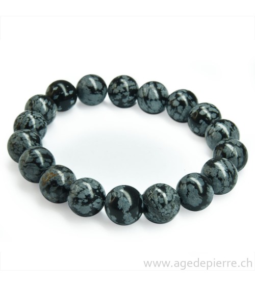 Obsidienne flocon de neige bracelet avec perles de 10mm