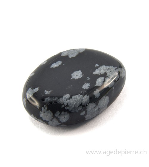 Obsidienne flocon de neige en galet plat